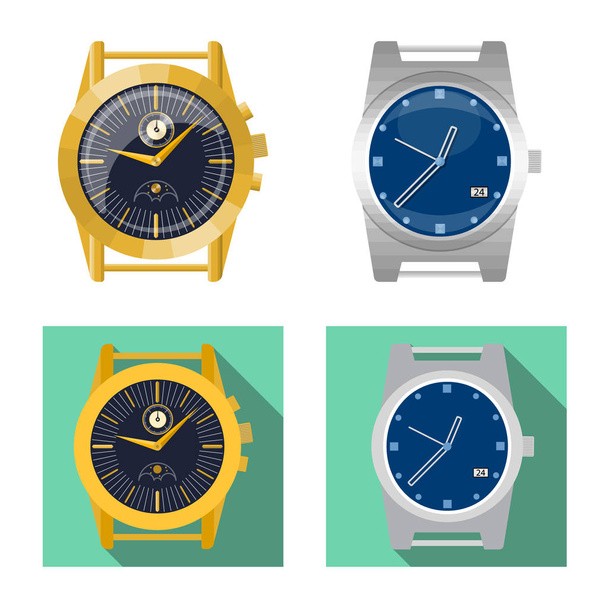 Vector illustration of clock and time logo. Set of clock and circle vector icon for stock. - Вектор, зображення