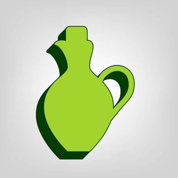 Amphora jel illusztráció. Vektor. Sárga zöld szilárd ikon, sötét zöld külső test könnyű befest háttér. - Vektor, kép