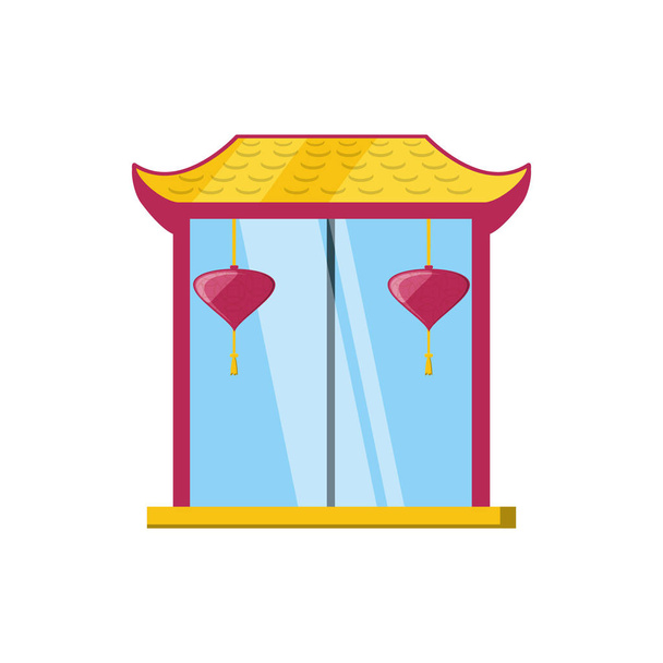 portal chinês com lanterna pendurada
 - Vetor, Imagem