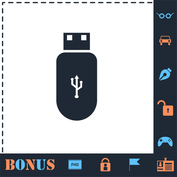 USB błysk przejażdżka ikona płaskie - Wektor, obraz