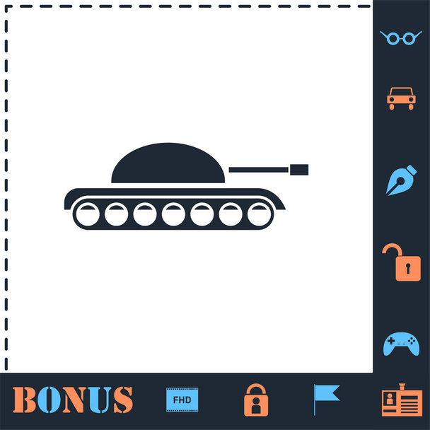 Tanque ejército icono plano
 - Vector, Imagen