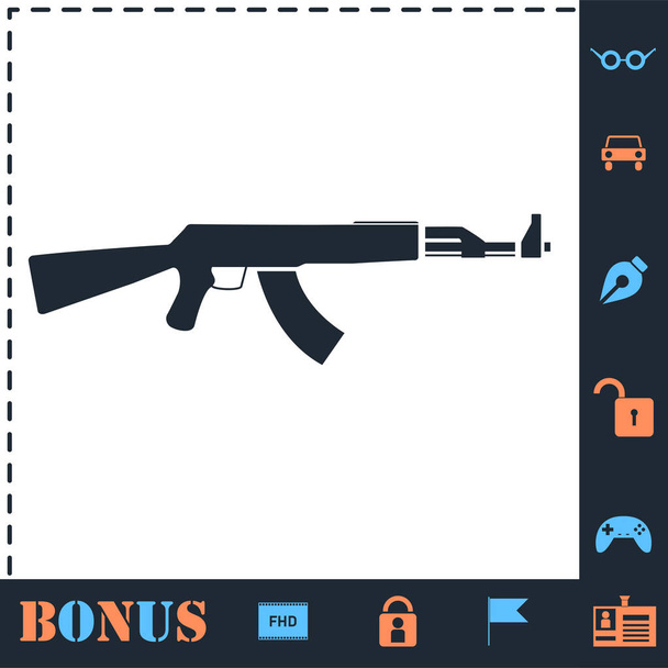 Assault rifle icon flat - Vector, Image