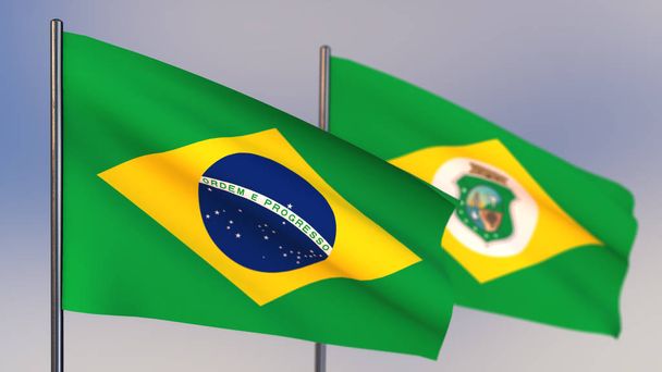 Bandeira do Ceará 3D acenando no vento
. - Foto, Imagem
