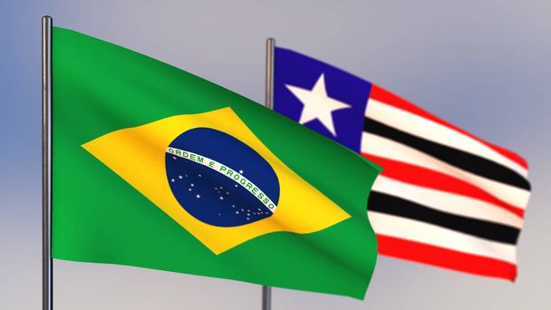 Rüzgar sallayarak Maranhao 3D bayrağı. - Fotoğraf, Görsel