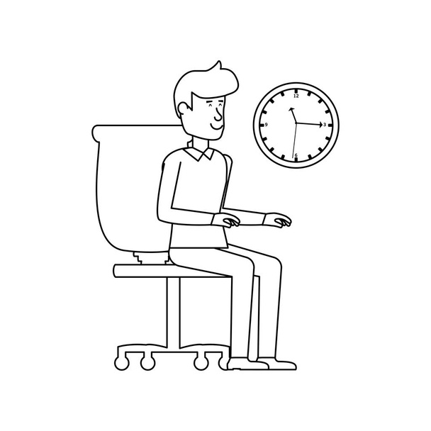 businessman sitting in chair witch clock time - Vector, Image