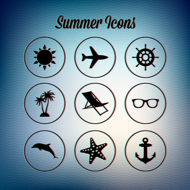 Set of summer icons - Vector, Image
