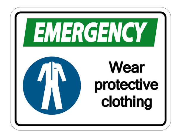 Аварійне носіння захисного одягу знак на білому тлі, Векторні ілюстрації
 - Вектор, зображення