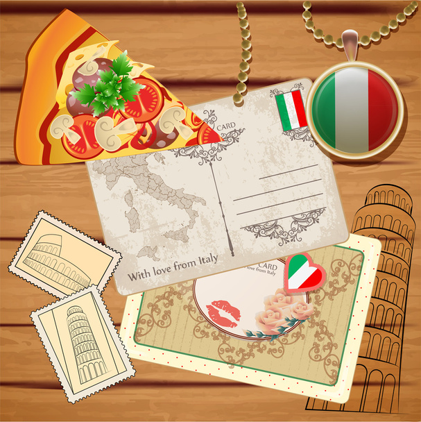vector set van reizen naar Italië - Vector, afbeelding