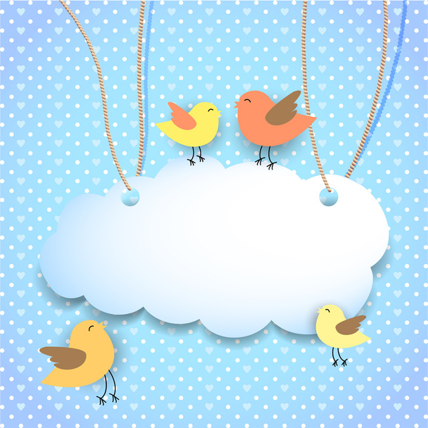 Card with birds, vector illustration - Vecteur, image