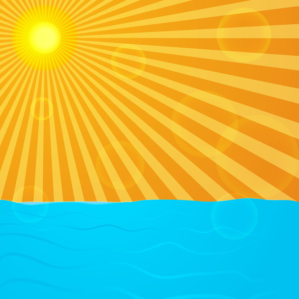 Солнце над океаном
 - Вектор,изображение