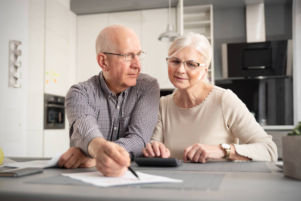 Senior couple discussing investment - Фото, зображення