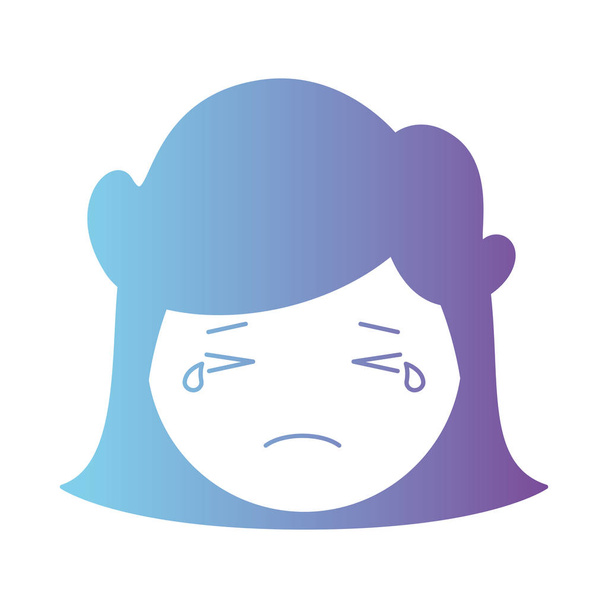 desenho animado mulher chorando cabeça kawaii personagem
 - Vetor, Imagem