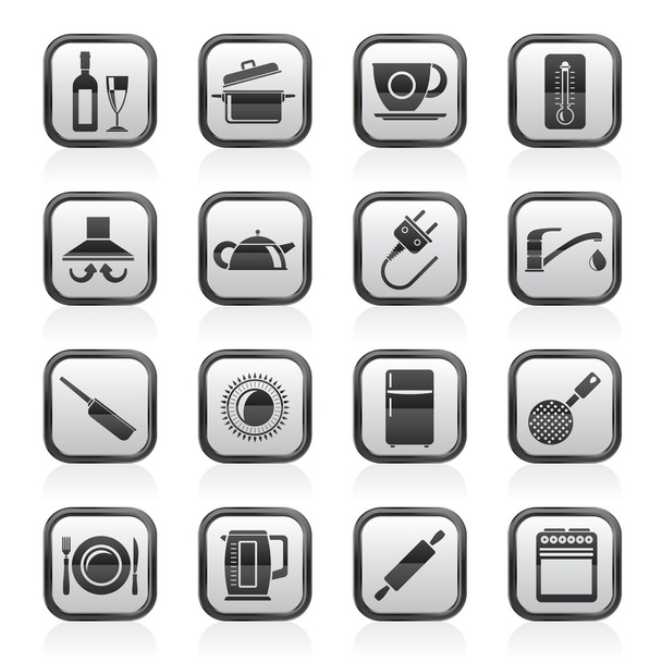 Kitchen objects and accessories icons - ベクター画像