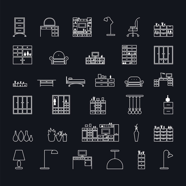 furniture icons set. - Vector, Image