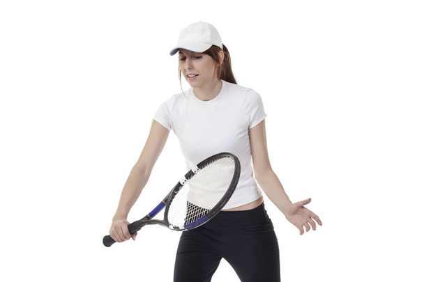 junge lächelnde Tennisspielerin - Foto, Bild