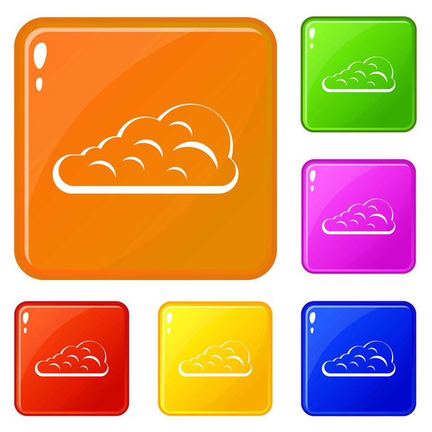 Cumulus cloud icons set vector color - Vector, Image