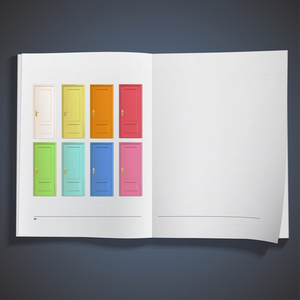 Coleção de portas coloridas dentro de um livro. Projeto vetorial
. - Vetor, Imagem