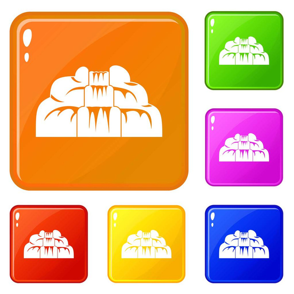 Waterfall icons set vector color - Vector, Image
