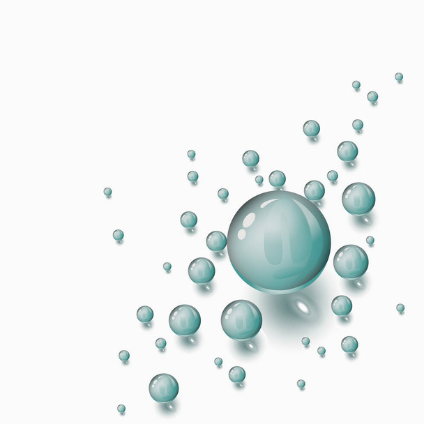 Balloons. Bubbles. Glass balls. Vector graphics. Glass balls scattered over a light background - Vector, Image