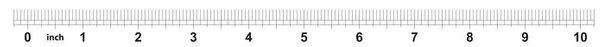 10 inch ruler. Marking accuracy is one sixteenth of an inch. Imperial grid. - Vector, Image
