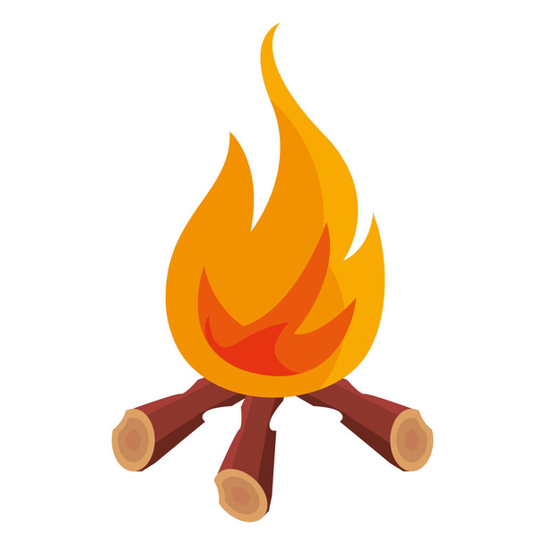 vuur houten stammen vlam - Vector, afbeelding