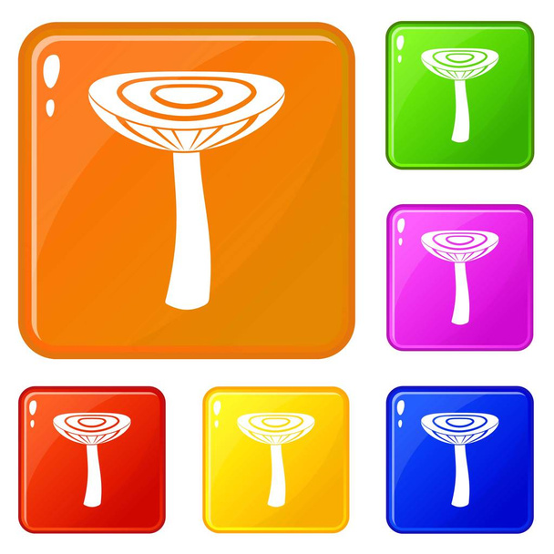 Mushroom russet icons set vector color - Vector, Imagen