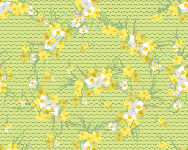 Floral narcissus retro vintage background - Vector, Image
