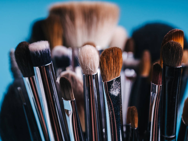 close-up makeup brush set for coloring eyes - Фото, изображение