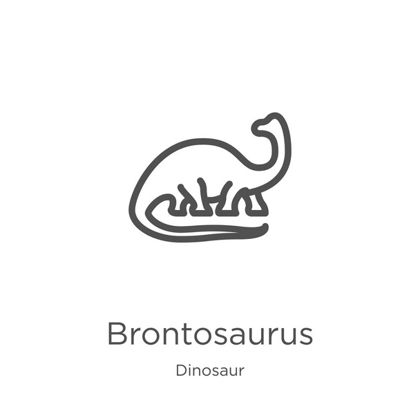 brontosaurus icon vector from dinosaur collection. Thin line brontosaurus outline icon vector illustration. Outline, thin line brontosaurus icon for website design and mobile, app development - Vettoriali, immagini
