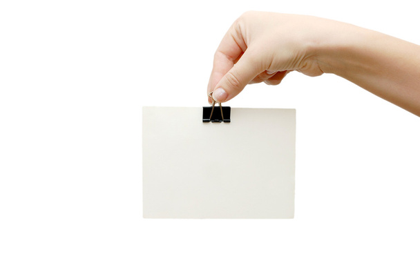 Female hand holding a card isolated - Foto, imagen