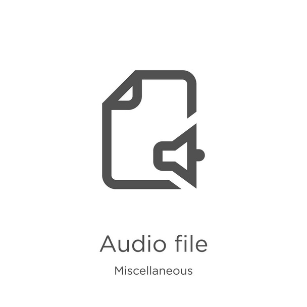 vettore di icona di file audio da raccolta varia. Illustrazione vettoriale dell'icona del profilo del file audio a linea sottile. Contorno, icona del file audio linea sottile per la progettazione di siti web e mobile, lo sviluppo di app
 - Vettoriali, immagini