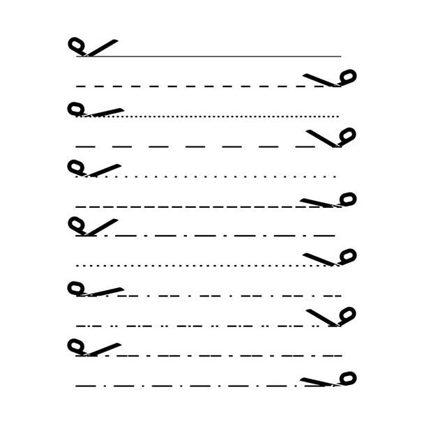 Scissors vectors with cut lines, dot, dashed lines. Dividing lines cutout. Vector  - Vector, Image