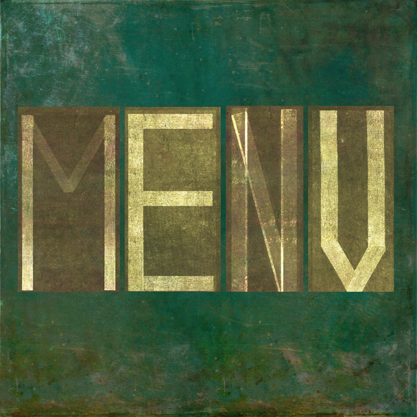 Earthy background image and design element depicting the word "menu" - Foto, Imagem