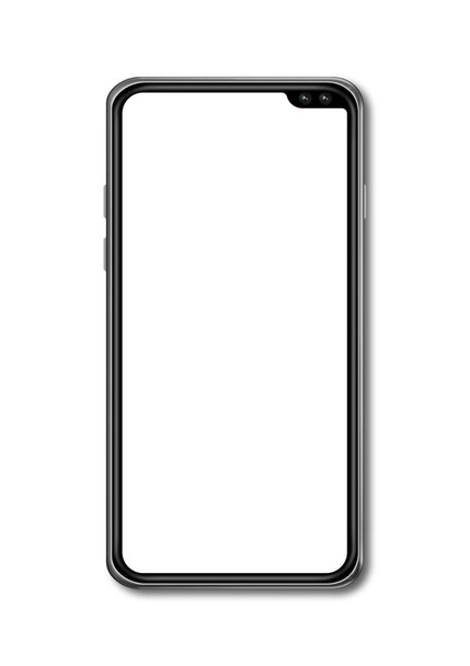 All-Screen-blanke Smartphone-Attrappe isoliert auf weiß. 3D-Darstellung - Foto, Bild