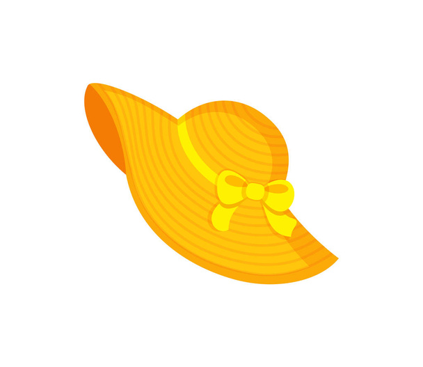 Bright Headdress in Flat Style, Beach Hat Vector - Вектор,изображение