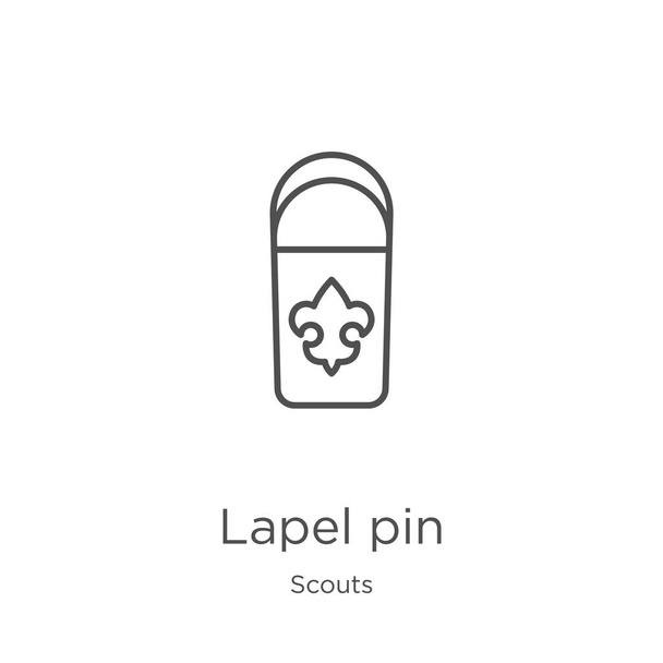 lapel pin icon vector from scouts collection. Thin line lapel pin outline icon vector illustration. Outline, thin line lapel pin icon for website design and mobile, app development - Vector, Image