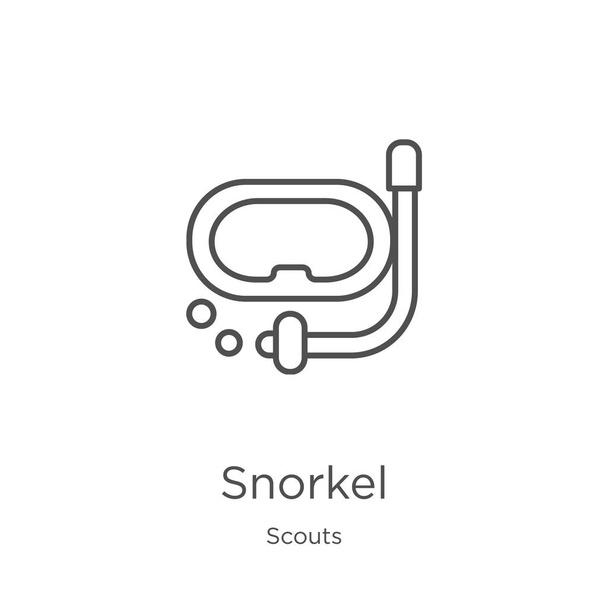 snorkel icon vector from scouts collection. Thin line snorkel outline icon vector illustration. Outline, thin line snorkel icon for website design and mobile, app development - Vector, Image