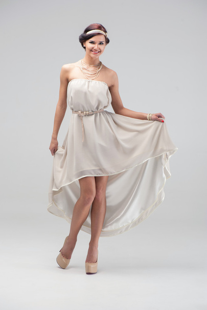 Girl in white evening dress - Foto, Imagem