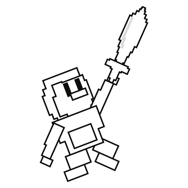 Charakter hält Schwert Videospiel - Vektor, Bild