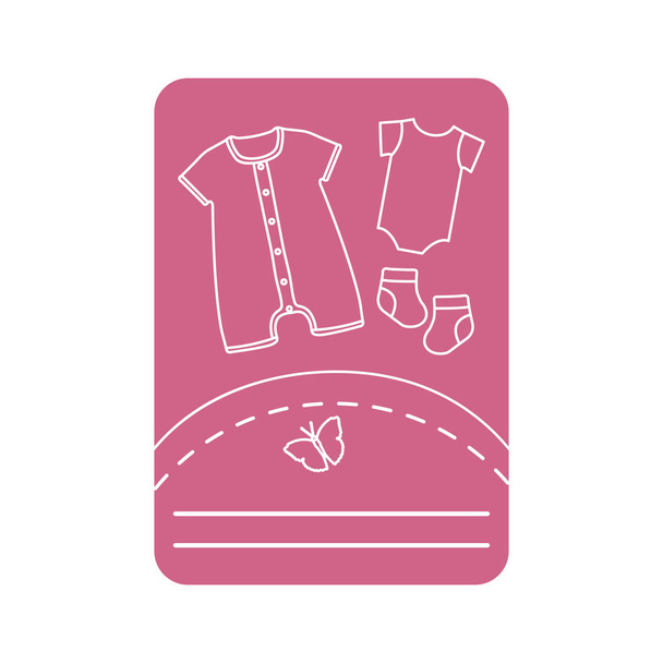 Vektor-Illustration mit Babykleidung. Slip, Socken - Vektor, Bild