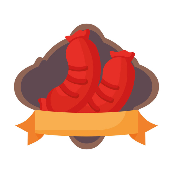 эмблема закусок фаст-фуда с сосисками
 - Вектор,изображение