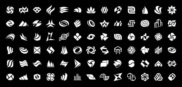 Sammlung abstrakter Logos. geometrisch abstrakte Logos. isoliert auf schwarzem Hintergrund - Vektor, Bild
