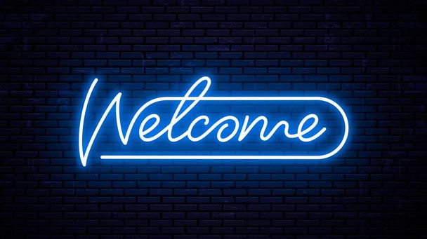 Iscrizione al neon benvenuta per cartello
 - Vettoriali, immagini