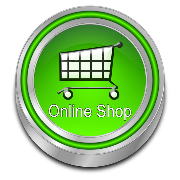 moderno verde en línea Shop Button - Ilustración 3D
 - Foto, imagen