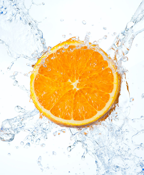 Orange in water splash - Valokuva, kuva
