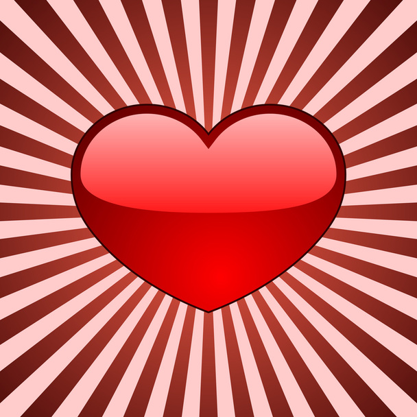 Glossy red heart background - Vector, Image