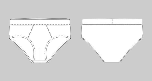 Pantalones cortos ropa interior hombres aislado bosquejo técnico
. - Vector, imagen