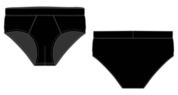 Black brief pants underwear men isolated technical sketch. - Vector, Image