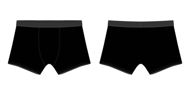 Technical sketch black boxer shorts man underwear. - Vector, Image