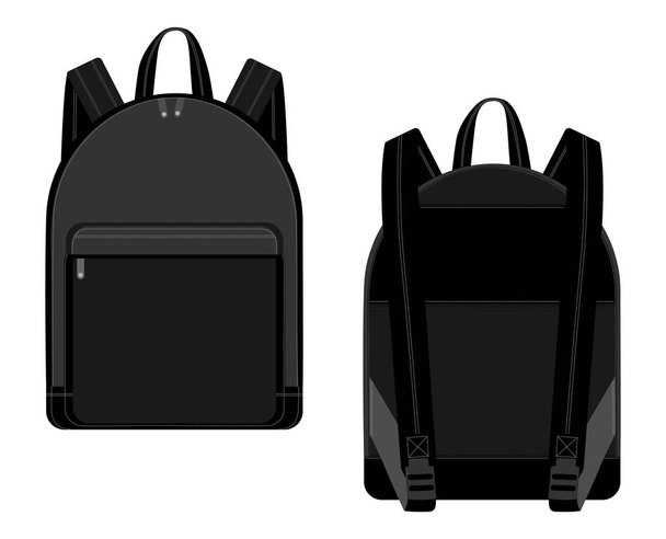Black backpack vector illustration technical drawing. Backpacks for schoolchildren - Vector, afbeelding